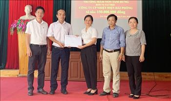 Công ty CP Nhiệt điện Hải Phòng trao tặng 150 triệu đồng cho Trường mầm non xã Tam Hưng