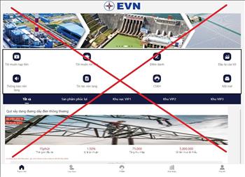 Trang WEB giả mạo thương hiệu EVN tiếp tục xuất hiện