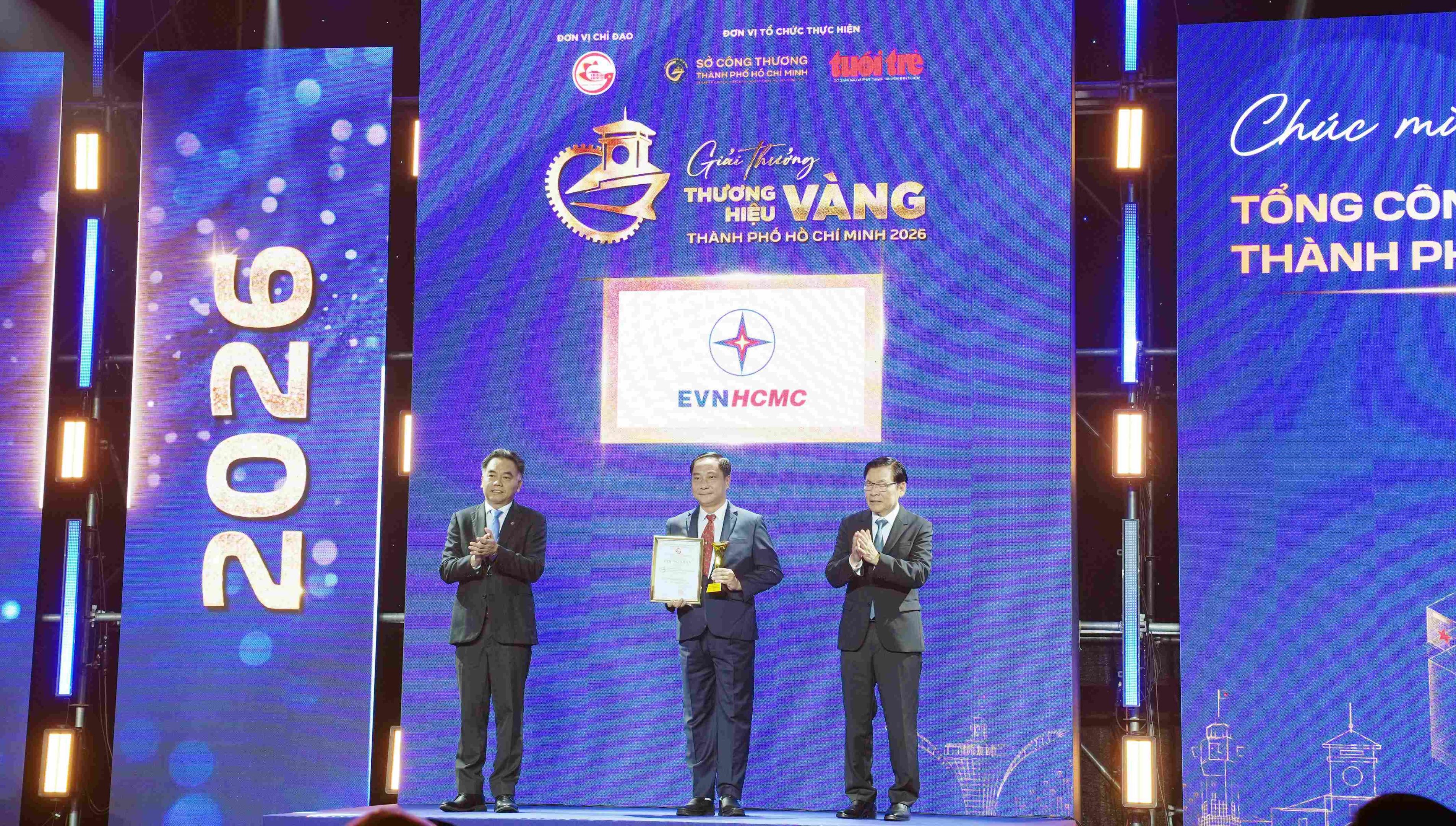 EVNHCMC đạt giải “Thương hiệu Vàng TP.HCM” năm 2026