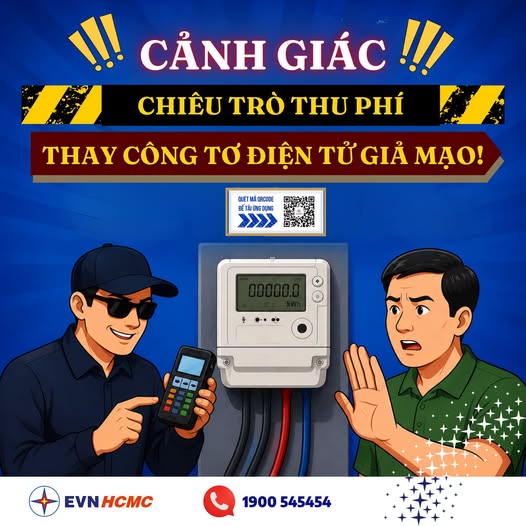 Cảnh báo thủ đoạn giả danh nhân viên điện lực thu phí thay công tơ điện tử tại Thành phố Hồ Chí Minh